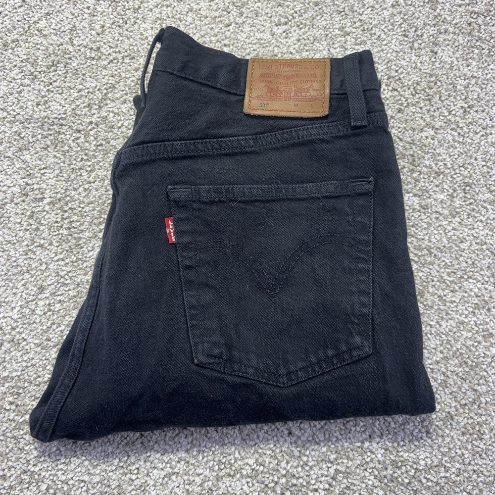 Levis 501 Premium Mens Jeans 36x26 Black Dark Wash Regular Straight Denim Pants
